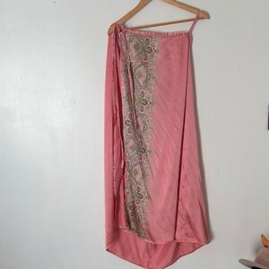 Pink Embellished Wrap Skirt